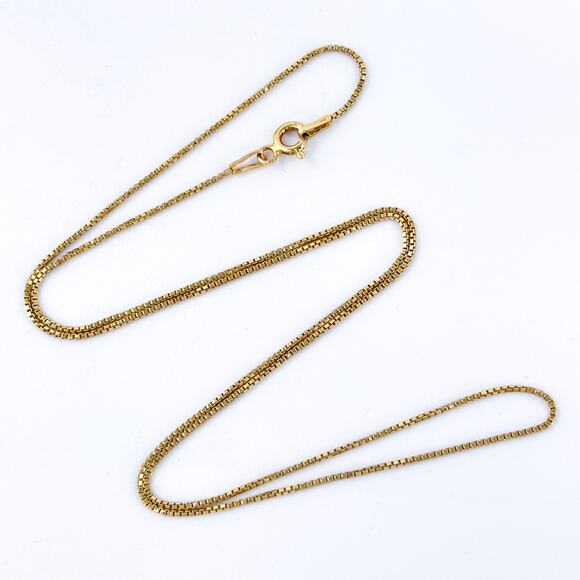 Vintage Italy BSI Gold-Tone Sterling Silver 925 Box Chain Necklace 18" - Picture 1 of 3